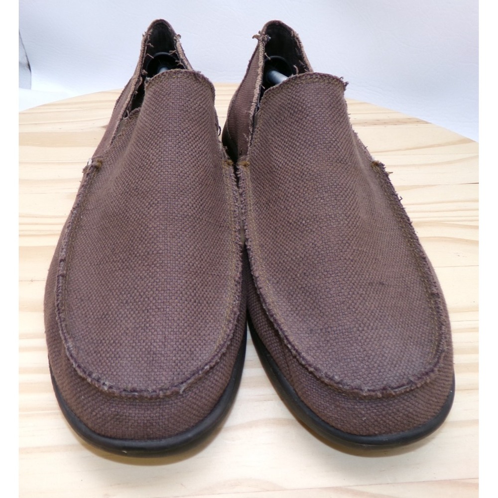 Crocs Santa Cruz Slip In Canvas Loafers Shoes Mens Brown Size 13 Comfort